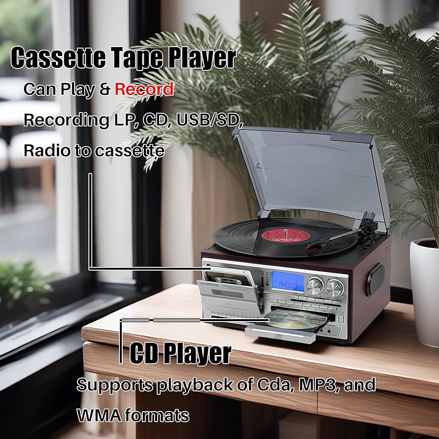 ミュージック reco Amazon.com: LoopTone Vinyl Record Player 10 in 1 3 Speed